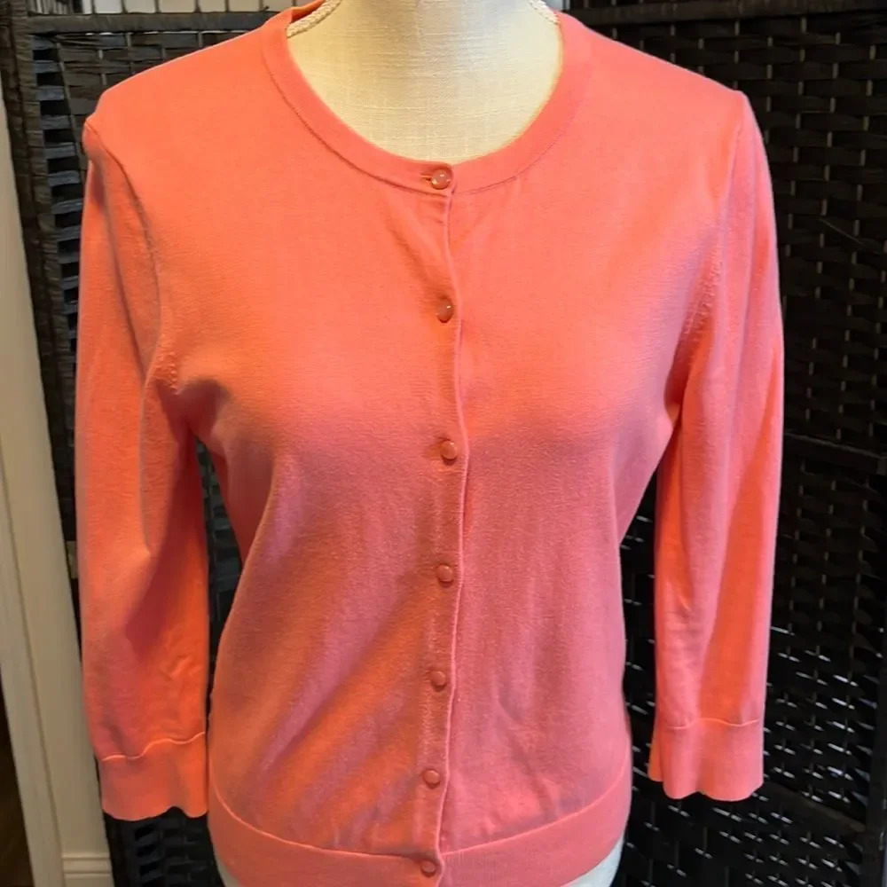 LOFT Women’s Preloved Coral Cardigan Button Down mid sleeves Medium
